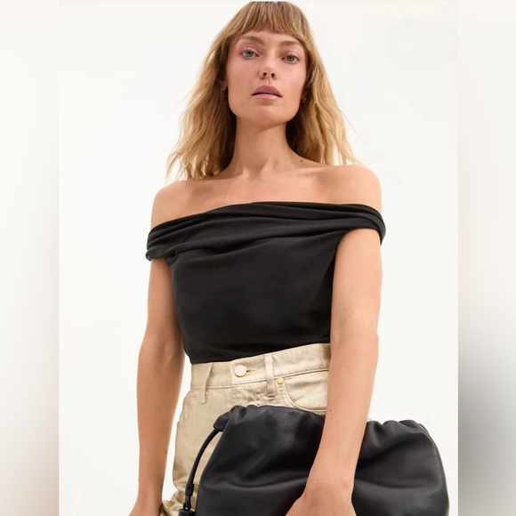 VERONICA BEARD DELANNA TOP off the shoulders size S Small in black
